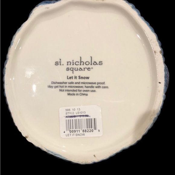 ST NICHOLAS SQUARE /NWT/HOLIDAY SNOWMAN LET IT SNOW BASKET ,CANDY HANDLE BOWL - Picture 5 of 6